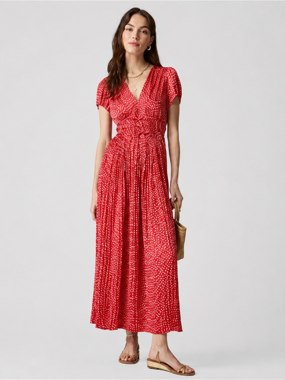 J. Crew Pleated Tie-waist Maxi Dress Luster Georgette Floral Lightweight SZ 10